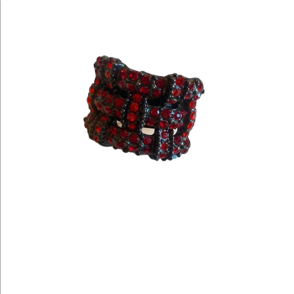 Adjustable Red Rhinestone Vintage Ring